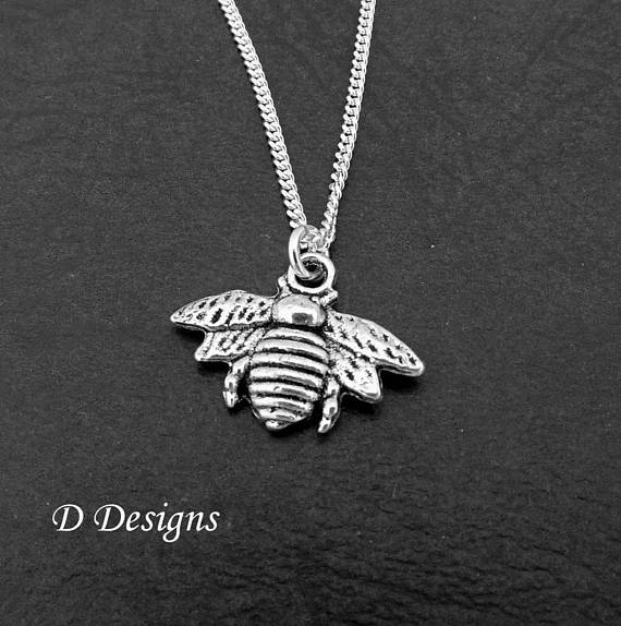 Silver Bee Pendant Necklace