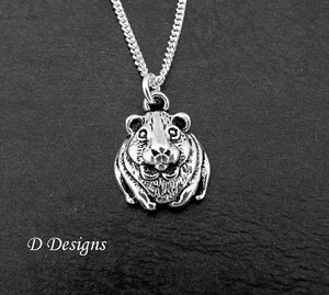 Silver Guinea Pig Pendant Necklace