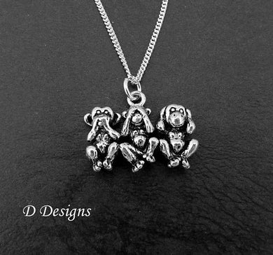 Silver Monkey Pendant Necklace