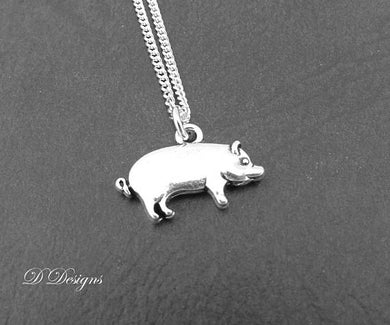 Silver Pig Pendant Necklace