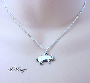 Silver Pig Pendant Necklace