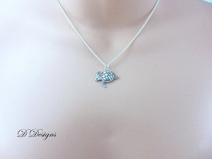 Silver Turtle Pendant Necklace